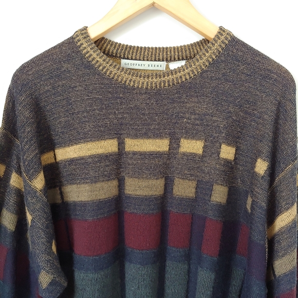 Vintage Geoffrey Beene Wool Blend Crewneck Sweater Size XL Multicolour - Picture 3 of 12